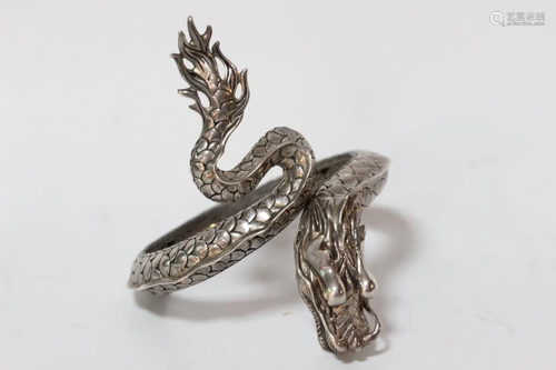 Chinese Silver Dragon Patten Bangle ,Mark 925