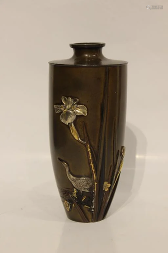 Japanese Art-Nouveau Mixed metal Vase