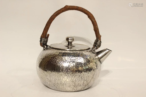 Chinese Hand Tracing Silver Teapot