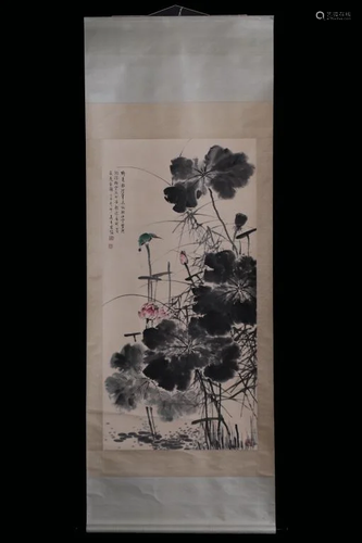 Chinese Ink Color Scroll Painting,Signed