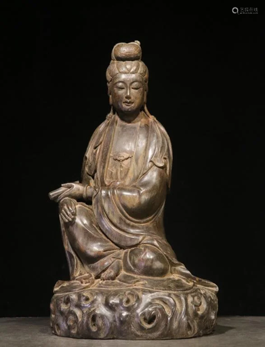 Late Qing Chinese Hand Carved Chengxiang Guanyin