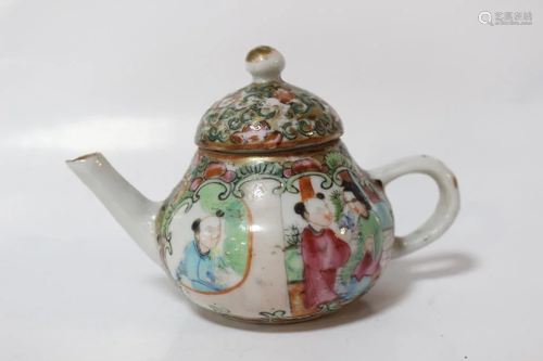 Chinese Export Rose Medallion Porcelain Teapot,19t