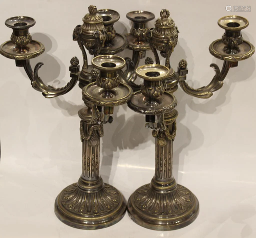 Pair of Fine French Silver Plated Candelabra