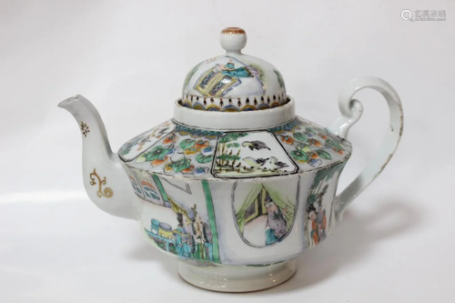 Large Chinese Famille Rose Porcelain Teapot,19th.C