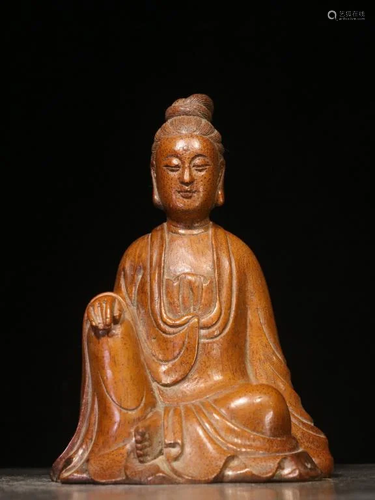 Republican Chinese Hand Carved Bamboo Guanyin