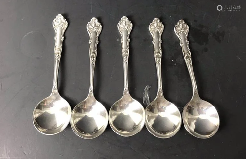 Five Rogers Bros Silver Plate Spoons