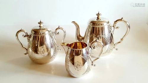 19C Antique Russian Silver Tea Set 1863