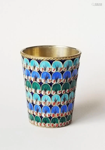 Russian Soviet Gilt Silver Enamel Cup