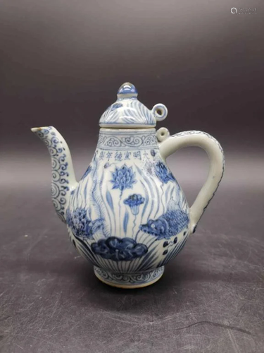 Chinese Blue and White Porcelain Teapot