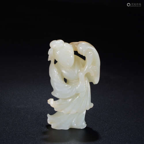 A Chinese Hetian Jade Carved Figure Statue Ornament