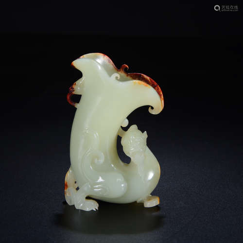 A Chinese Chi Dragon Pattern Hetian Jade Carved Cup