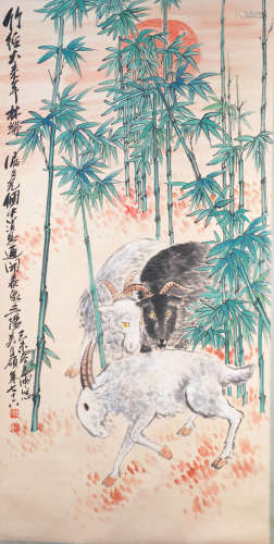 A Chinese Sheep Painting, Wu Changshuo Mark