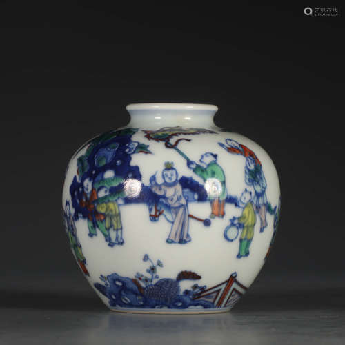 A Chinese clashingcolor Children Painted Porcelain Zun