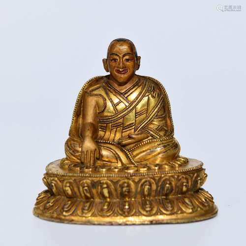 A Chinese Gild Bronze Statue of Guru Buddha