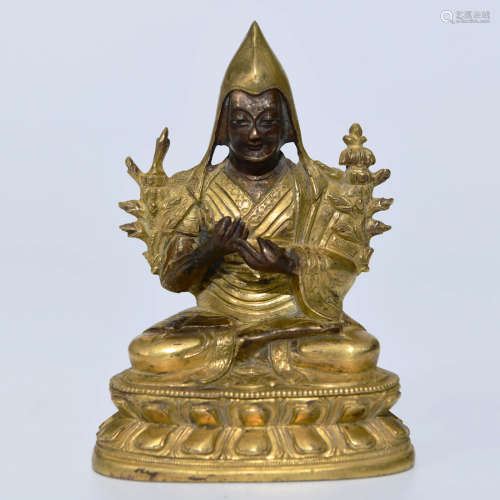 A Chinese Gild Bronze Statue of Tsongkhapa
