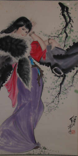 A Chinese Figure Painting, Liu Jiyou Mark