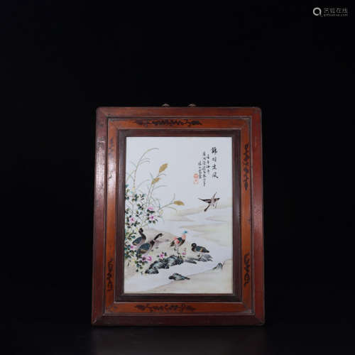 A Chinese Flower And Bird Porcelain Plaque