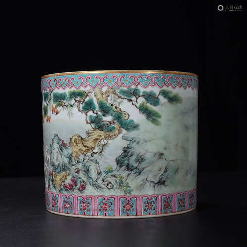 A Chinese Famille Rose Porcelain Brush Pot