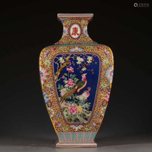 A Chinese Famille Rose Floral Porcelain Vase