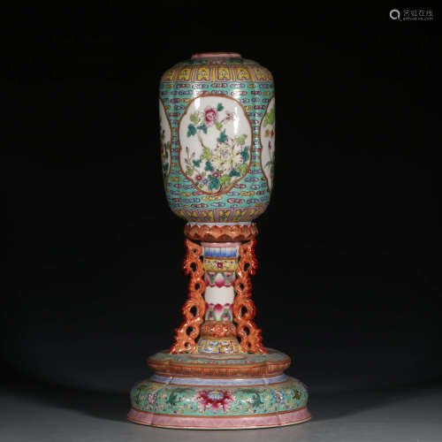 A Chinese Famille Rose Gilt Floral Porcelain Lampshade