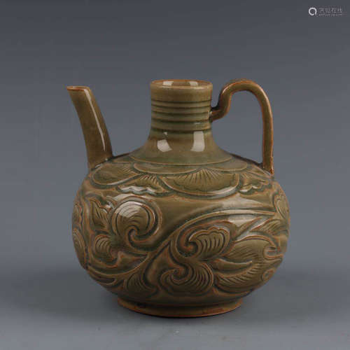 A Chinese Yaozhou Kiln Carved Porcelain Ewer