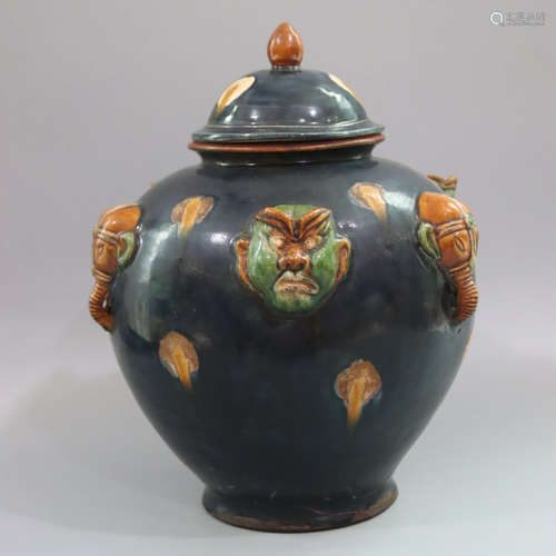 A Chinese Tri-colored Porcelain Jar And Cover