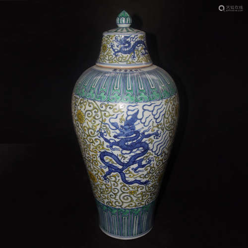 A Chinese Doucai Porcelain Plum Vase