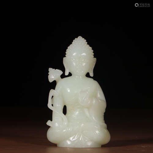 A Chinese Hetian Jade Buddha Statue Ornament