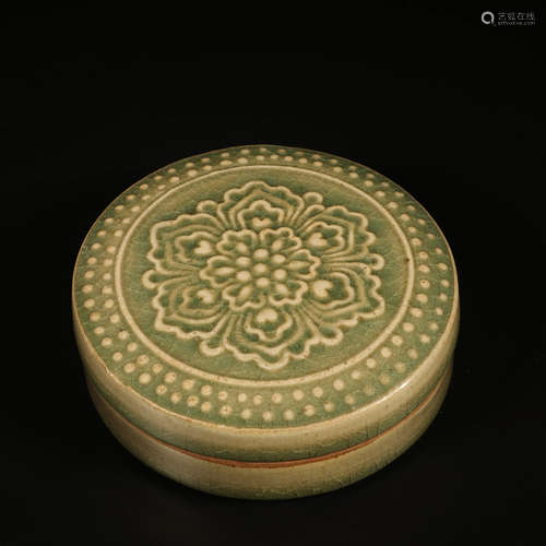 A Chinese Yaozhou Kiln Floral Porcelain Box And Cover