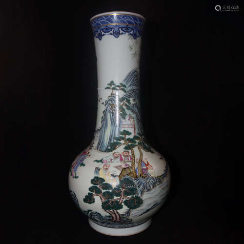 A Chinese Famille Rose Porcelain Brush Bottle Vase