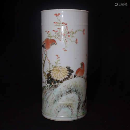 A Chinese Famille Rose Porcelain Brush Pot