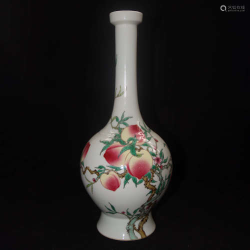 A Chinese Famille Rose Porcelain Bottle Vase