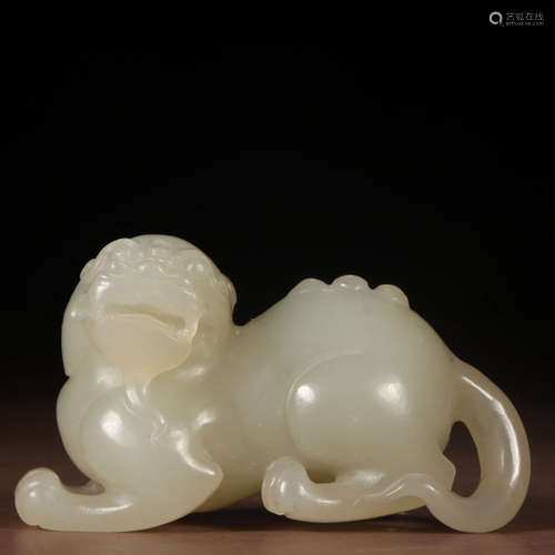 A Chinese Hetian Jade Beast Ornament