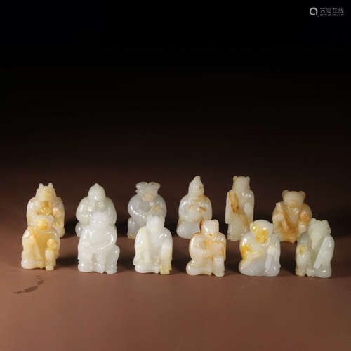 The 12 Chinese Zodiac Hetian Jade Ornameents