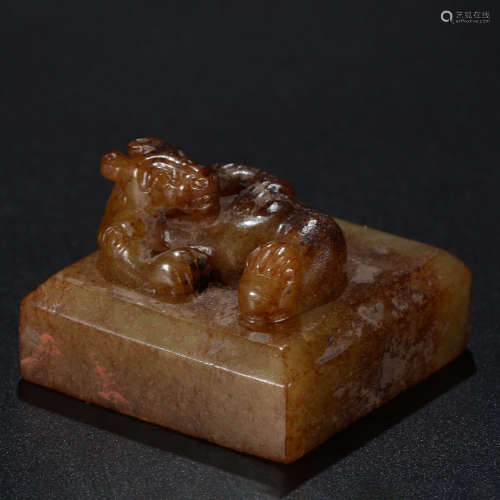 A Chinese Jade Beast Seal