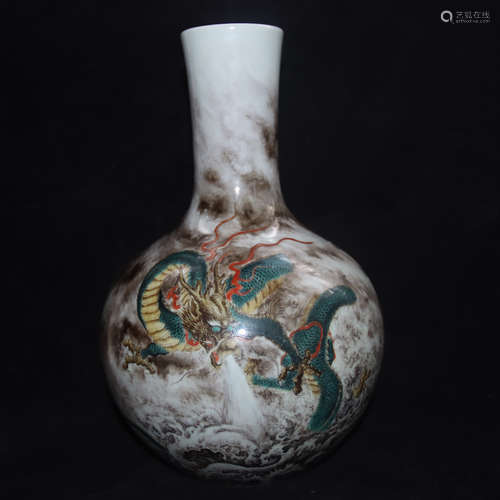 A Chinese Famille Rose Porcelain Bottle Vase