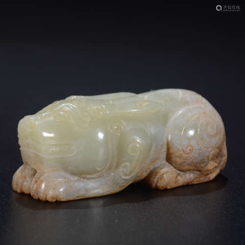 A Chinese Hetian Jade Beast Ornament