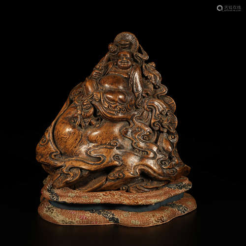 A Chinese Aloeswood Carved Maitreya Ornament