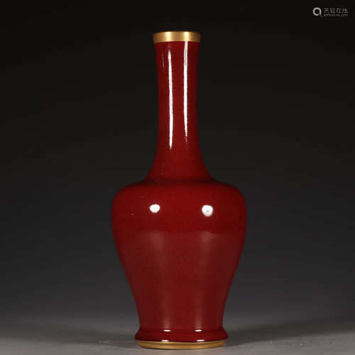 A Chinese Red Bell-shaped Porcelain Zun