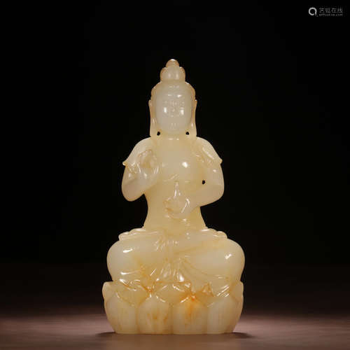 A Chinese Jade Sitting Guanyin Statue