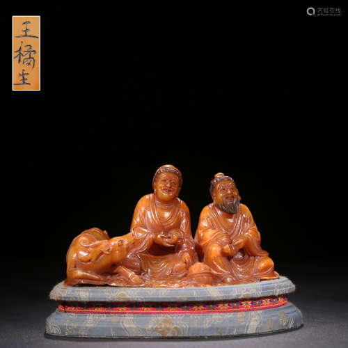 A Chinese Tianhuang Stone Figures Carved Ornament