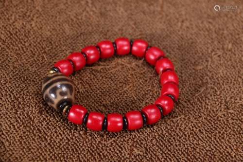 A Tibetan Red Sherpa Glass Bead Bracelet