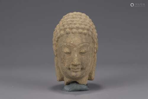 A Chinese Sand Stone Gautama Buddha Head