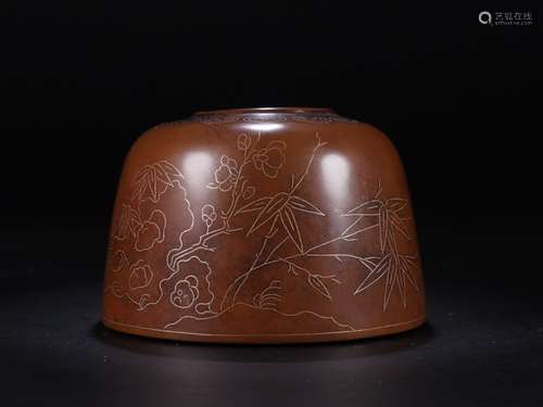 A Chinese Bronze Censer Of Bamboo Pattern