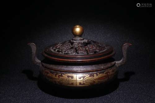 A Chinese Bronze Censer Of Phoenix-Ear