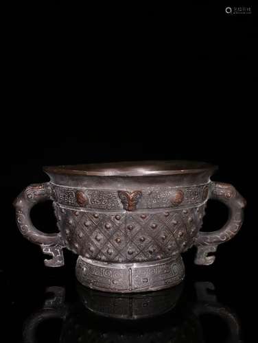 A Chinese Bronze Censer Of Two-Ear