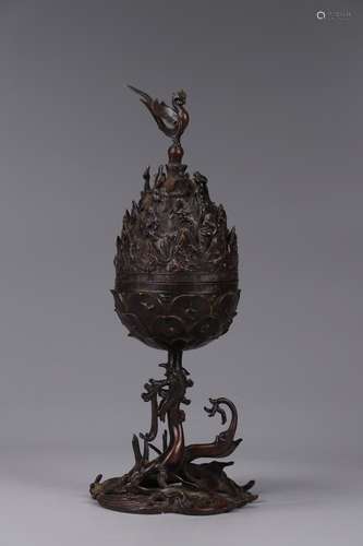 A Chinese Bronze Censer Of Dragon&Phoenix Pattern