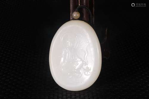 A Chinese Hetian Jade Guanyin Pendant