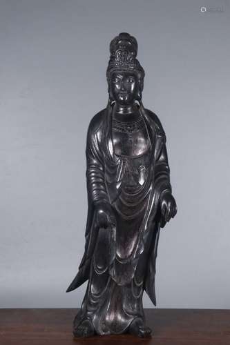 A Chinese Rosewood Guanyin Statue