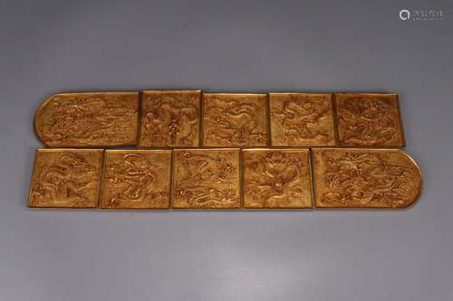 Set Of Chinese Gilt Bronze Boards